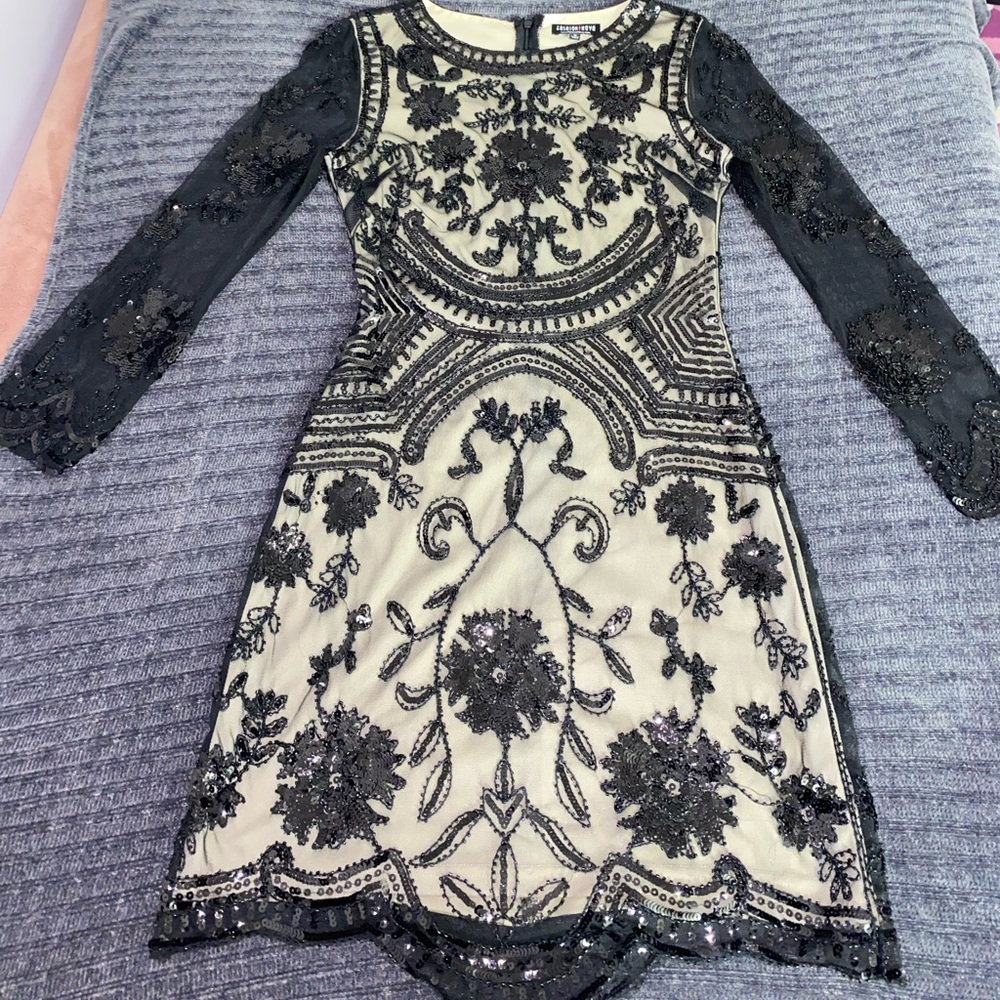 Black dress with dark gray sequence under